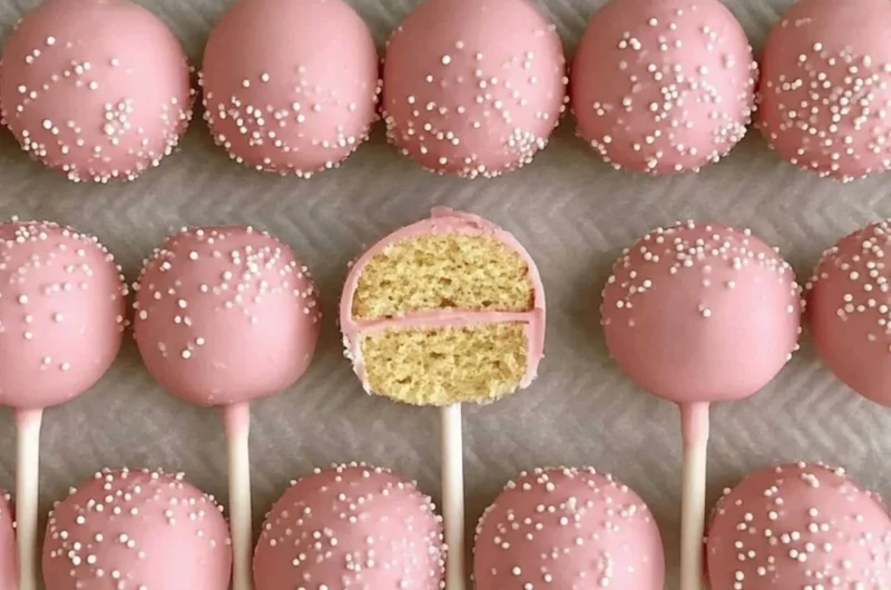 Starbucks copycat birthday cake pops on a decorative plate