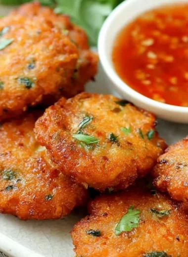 Delicious Thai shrimp cake served with dipping sauce