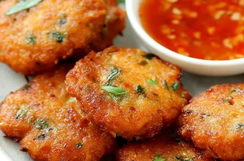 Delicious Thai shrimp cake served with dipping sauce