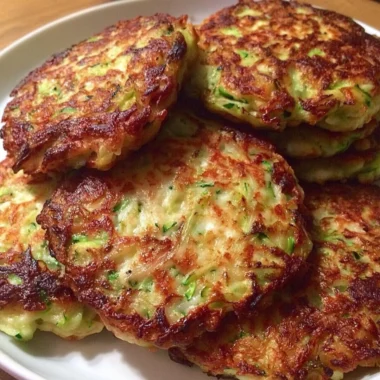 Delicious homemade zucchini patties served on a plate with dipping sauce