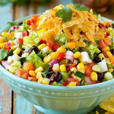 A vibrant Mexican chopped salad with fresh vegetables and dressings