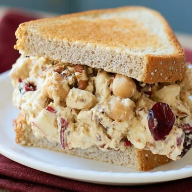 Apple Pecan Chickpea Salad Sandwich with fresh ingredients and a creamy dressing.