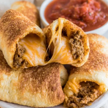 Delicious cozy cheesy taco sticks served on a plate