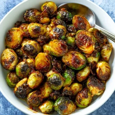Delicious Honey-Sriracha Brussels Sprouts served as a flavorful side dish