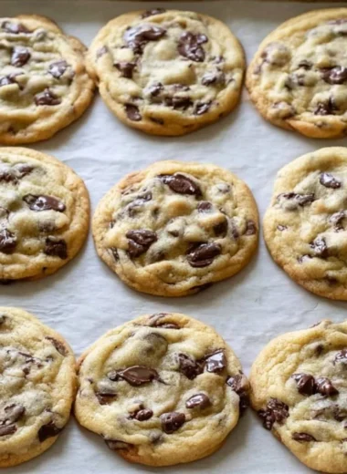 Baking the best homemade chocolate chip cookies with gooey chocolate and golden edges
