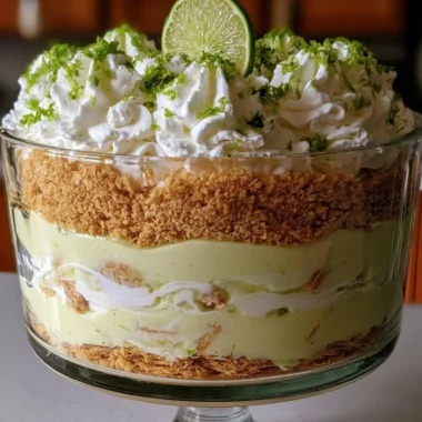 Delicious key lime pie trifle served in a glass, perfect summer dessert idea.