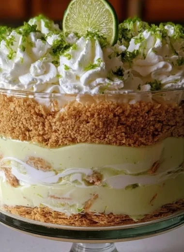 Delicious key lime pie trifle served in a glass, perfect summer dessert idea.