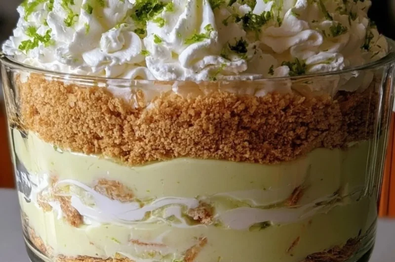 Delicious key lime pie trifle served in a glass, perfect summer dessert idea.